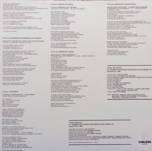 Various : Sambas De Enredo 85 - Escolas De Samba Grupo 1B (LP, Album)