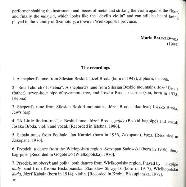 Various : Pologne • Instruments Populaires (CD, Album)