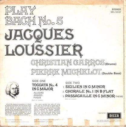 Jacques Loussier, Christian Garros, Pierre Michelot : Play Bach No. 5 (LP, Album)