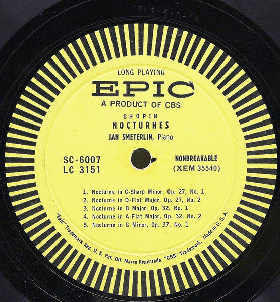 Frédéric Chopin - Jan Smeterlin : Nocturnes Vol. I (LP, Album, Mono)