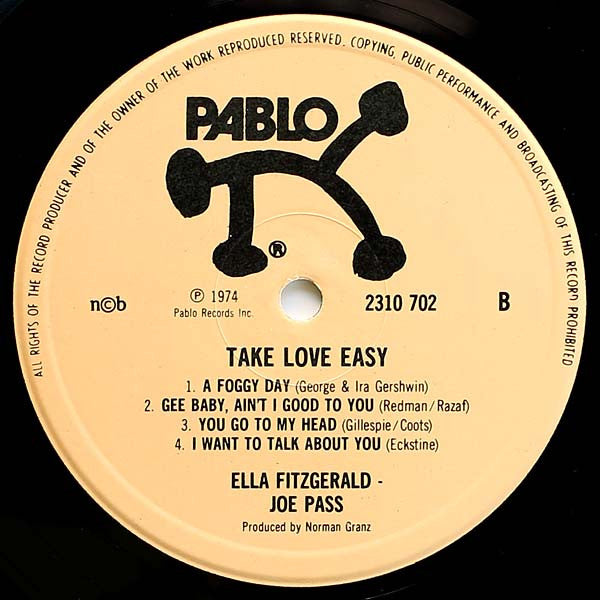 Ella Fitzgerald & Joe Pass : Take Love Easy (LP, Album, RE)