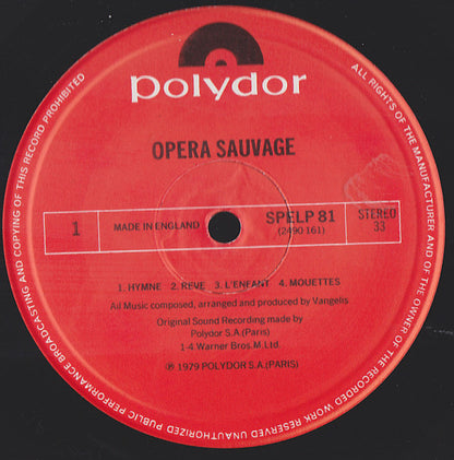 Vangelis : Opera Sauvage (LP, Album, RE)