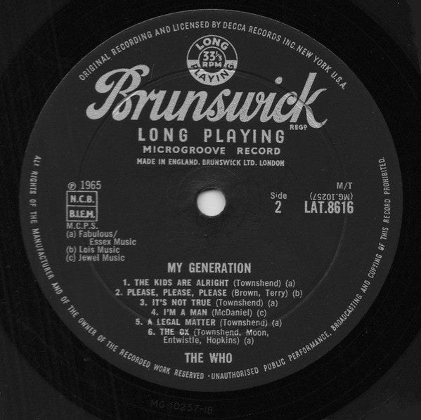 The Who : My Generation (LP, Album, Mono)