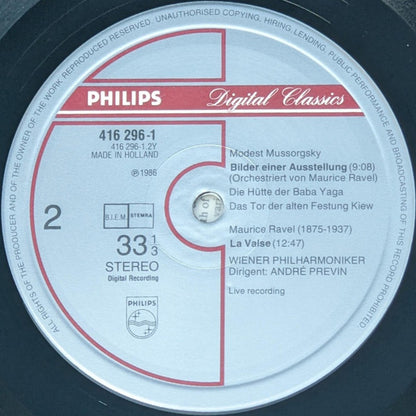 Modest Mussorgsky / Maurice Ravel, Wiener Philharmoniker, André Previn : Pictures At An Exhibition / La Valse (LP)