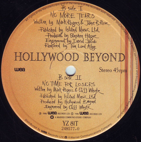 Hollywood Beyond : No More Tears (12")