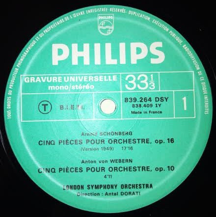 Arnold Schoenberg / Anton Webern / Alban Berg - London Symphony Orchestra, Antal Dorati : Cinq Pièces Pour Orchestre, Op. 16 / Cinq Pièces Pour Orchestre, Op. 10 / Trois Pièces Pour Orchestre, Op. 6 (LP, RE)