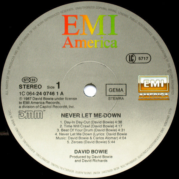 David Bowie : Never Let Me Down (LP, Album)