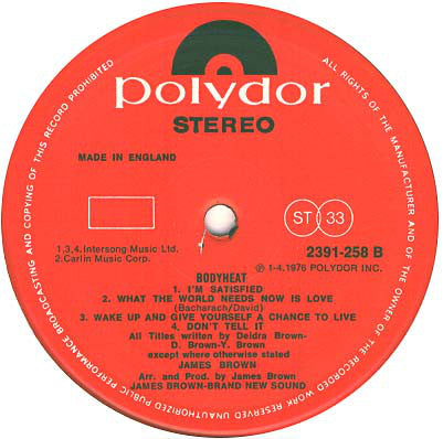 James Brown : Bodyheat (LP, Album)