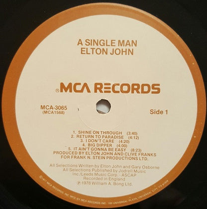 Elton John : A Single Man (LP, Album, Pin)