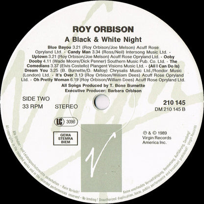 Roy Orbison : Roy Orbison And Friends - A Black And White Night Live (LP, Album)