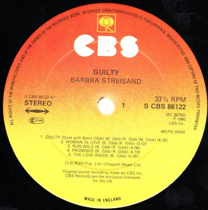 Barbra Streisand : Guilty (LP, Album, Gat)