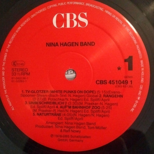 Nina Hagen Band : Nina Hagen Band / Unbehagen (2xLP, Comp, RE)