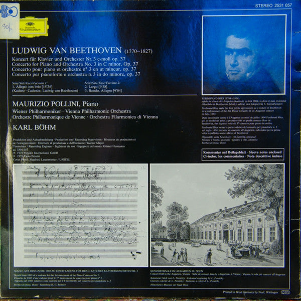 Ludwig van Beethoven - Wiener Philharmoniker, Maurizio Pollini, Karl Böhm : Klavierkonzert • Piano Concerto No.3 (LP)