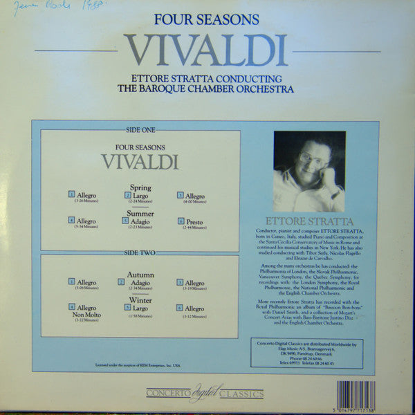 Antonio Vivaldi, The Baroque Chamber Orchestra, Ettore Stratta : Four Seasons (LP)