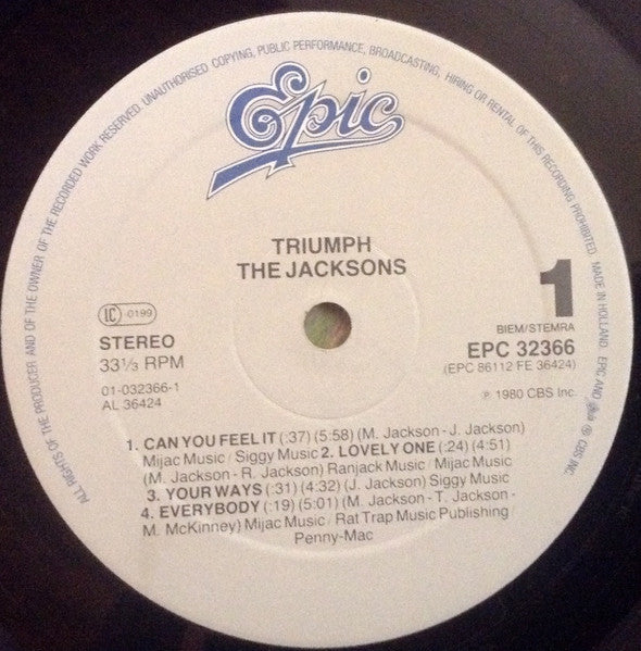 The Jacksons : Triumph (LP, Album, RE)