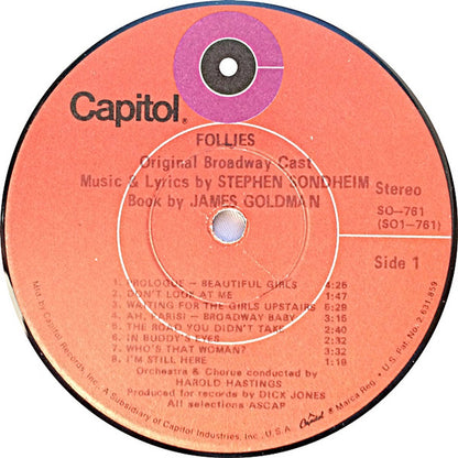 "Follies" Original Broadway Cast, Stephen Sondheim : Follies (Original Cast Recording) (LP, Album, Jac)