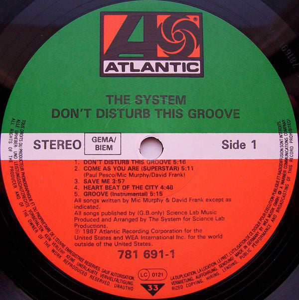 The System : Don't Disturb This Groove (LP, Album)