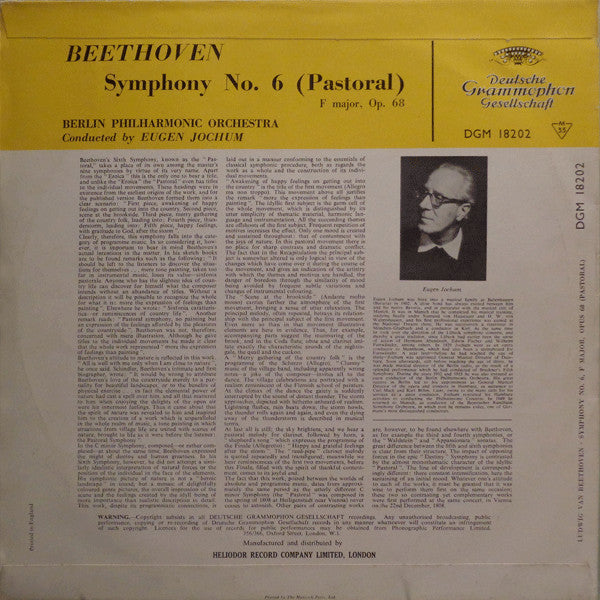 Ludwig van Beethoven - Berliner Philharmoniker, Eugen Jochum : Symphony No. 6 (Pastoral) F Major, Op. 68 (LP, Mono)