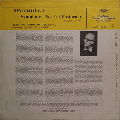 Ludwig van Beethoven - Berliner Philharmoniker, Eugen Jochum : Symphony No. 6 (Pastoral) F Major, Op. 68 (LP, Mono)