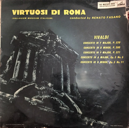 Antonio Vivaldi, Virtuosi Di Roma "Collegium Musicum Italicum" Conducted By Renato Fasano : Concerto In F Major, P. 320 / Concerto In D Minor, P. 280 / Concerto In F Major, P. 321 / Concerto In A Major, Op. 3 No. 5 / Concerto In D Minor, Op. 3 No. 11 (LP, Album)