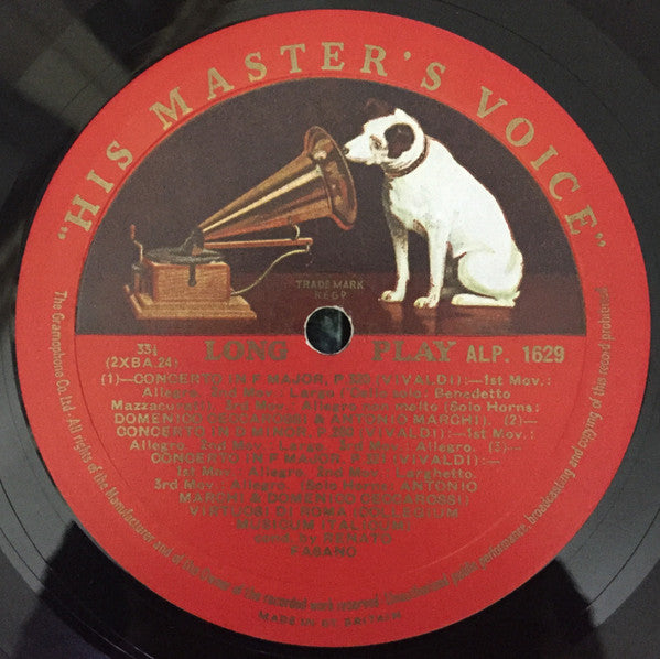 Antonio Vivaldi, Virtuosi Di Roma "Collegium Musicum Italicum" Conducted By Renato Fasano : Concerto In F Major, P. 320 / Concerto In D Minor, P. 280 / Concerto In F Major, P. 321 / Concerto In A Major, Op. 3 No. 5 / Concerto In D Minor, Op. 3 No. 11 (LP, Album)
