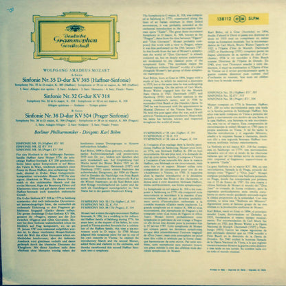 Wolfgang Amadeus Mozart ‧ Karl Böhm, Berliner Philharmoniker : Symphonien Nr. 35 "Haffner" / Nr. 32 G-dur (in G Major) / Nr. 38 "Prager" (LP, RP)