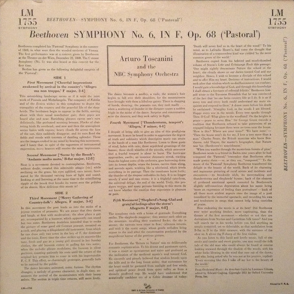 Ludwig van Beethoven, Arturo Toscanini And The NBC Symphony Orchestra : Symphony No. 6 "Pastorale" (LP, Album)
