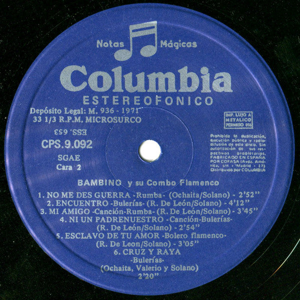 Bambino Y Su Combo Flamenco : Bambino Y Su Combo Flamenco (LP, Album)