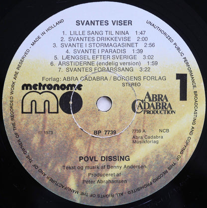 Povl Dissing & Benny Andersen : Svantes Viser (LP, Album)