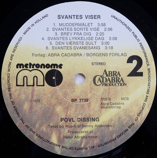 Povl Dissing & Benny Andersen : Svantes Viser (LP, Album)