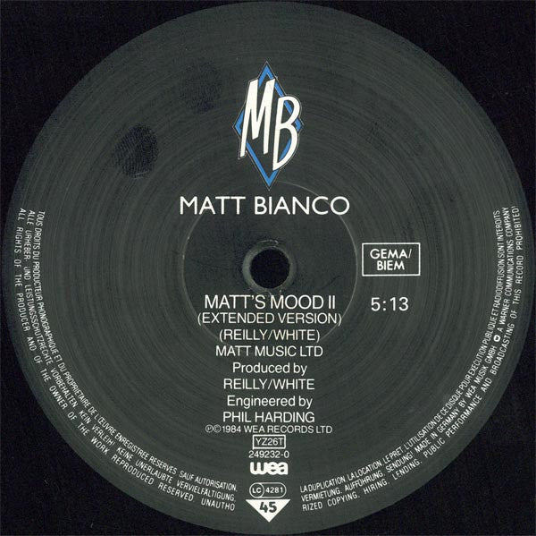 Matt Bianco : Half A Minute (12", Single)