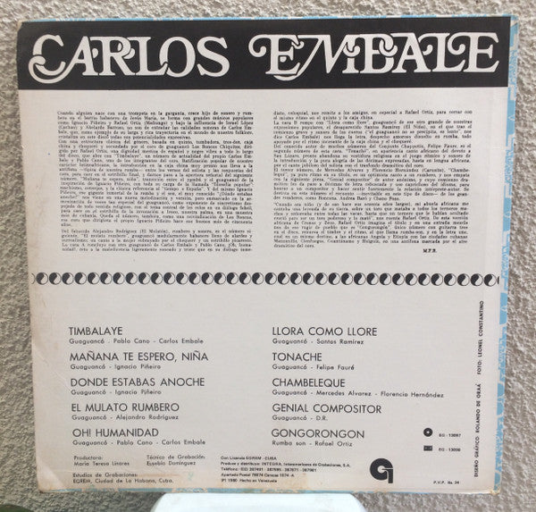 Carlos Embale : Carlos Embale (LP, Album)