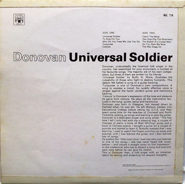 Donovan : Universal Soldier (LP, Comp, Mono)