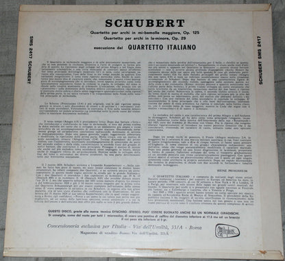 Franz Schubert, Quartetto Italiano : Quartetto Per Archi In Mi Bemolle Maggiore, Op. 125 / Quartetto Per Archi In La Minore, Op. 29 (LP)