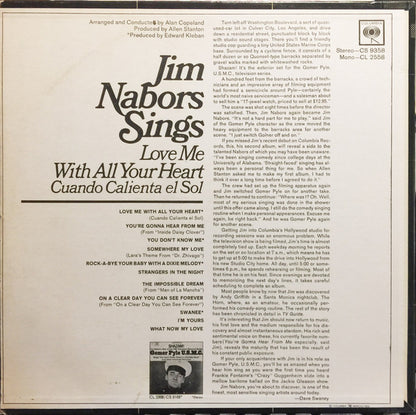 Jim Nabors : Jim Nabors Sings Love Me With All Your Heart (LP, Album)