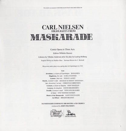 Carl Nielsen, Danmarks Radios Symfoniorkester Conducted By John Frandsen : Highlights From Maskarade (LP)