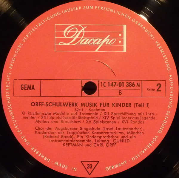Carl Orff, Gunild Keetman : Orff Schulwerk: Musik Für Kinder, Teil I Und 2 (2xLP, Comp, RE, Gat)