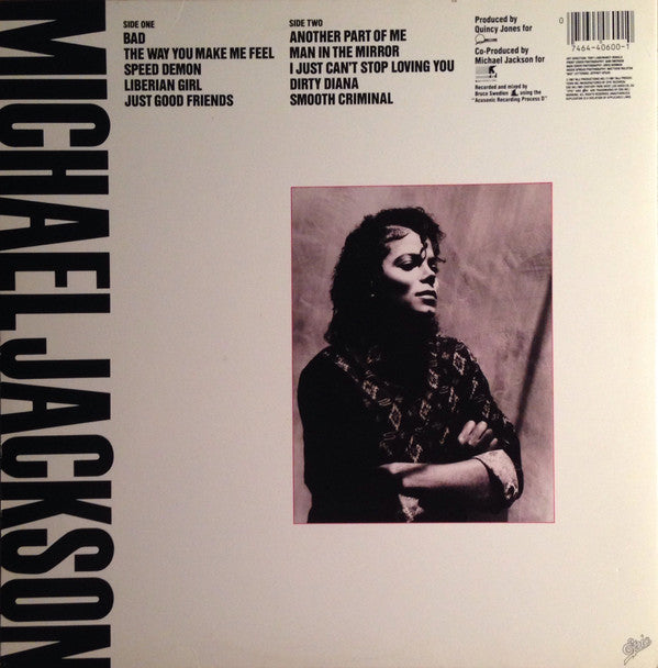 Michael Jackson : Bad (LP, Album, Hub)