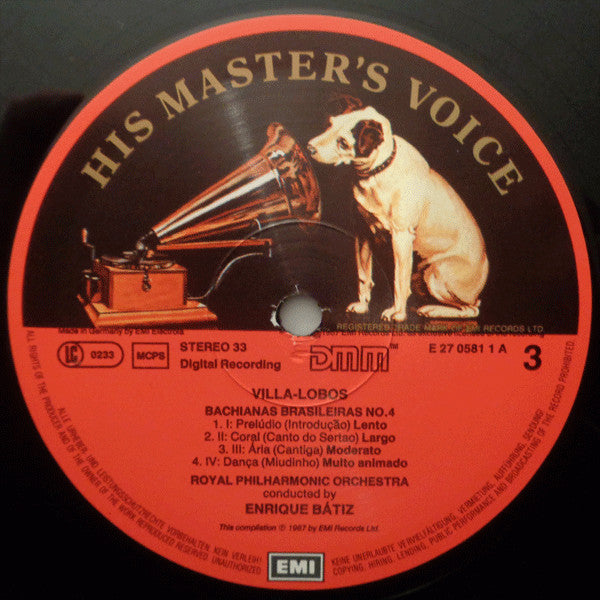 Heitor Villa-Lobos - Barbara Hendricks, Royal Philharmonic Orchestra, Enrique Batiz : Bachianas Brasileiras (3xLP + Box)
