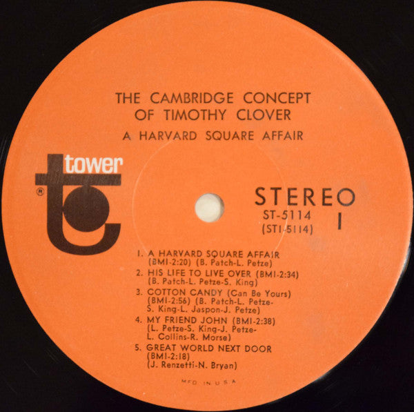 Timothy Clover : The Cambridge Concept Of Timothy Clover (A Harvard Square Affair) (LP, Album)