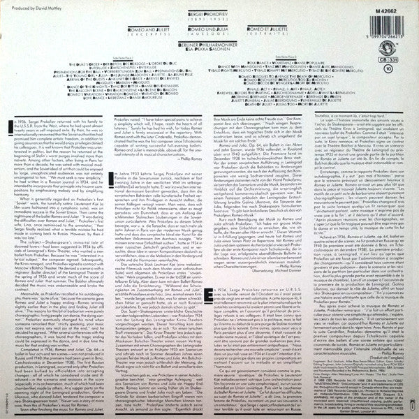 Sergei Prokofiev / Berliner Philharmoniker - Esa-Pekka Salonen : Romeo And Juliet (Excerpts) (LP)