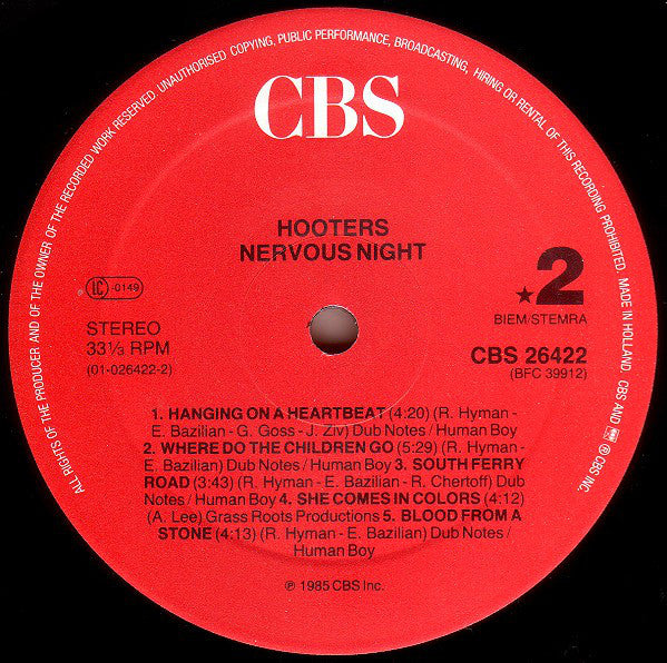 The Hooters : Nervous Night (LP, Album)