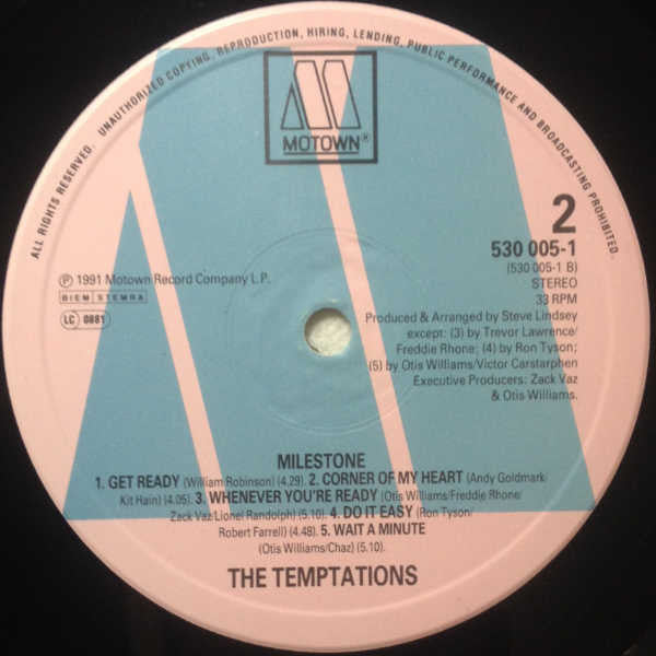 The Temptations : Milestone (LP, Album)