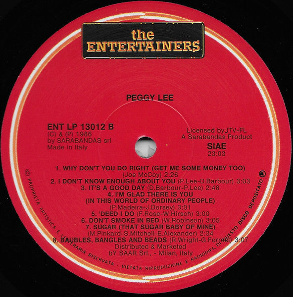 Peggy Lee : Peggy Lee (LP, Comp)