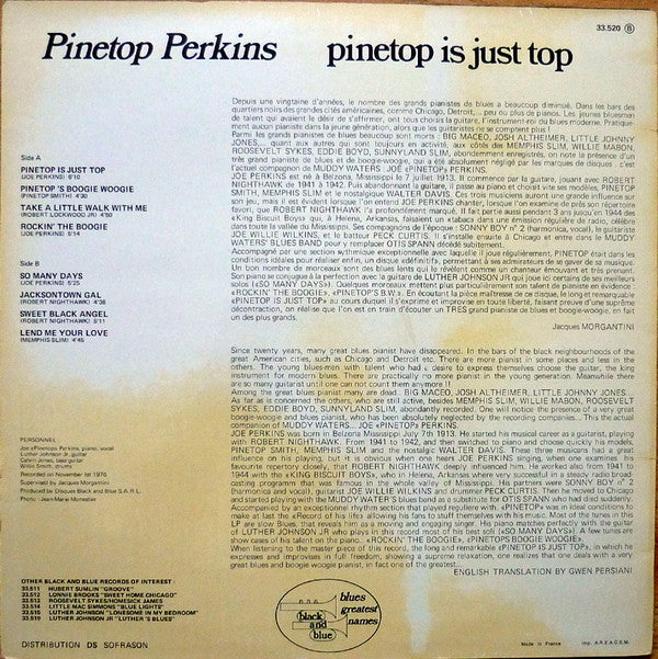 Pinetop Perkins : Pinetop Is Just Top (LP, Album)