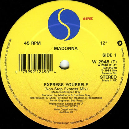 Madonna : Express Yourself (12", Single)