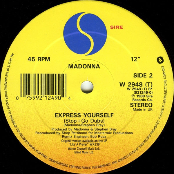 Madonna : Express Yourself (12", Single)