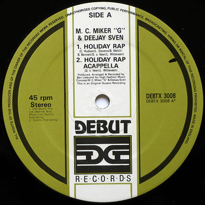MC Miker G. & DJ Sven : Holiday Rap (12", Gen)