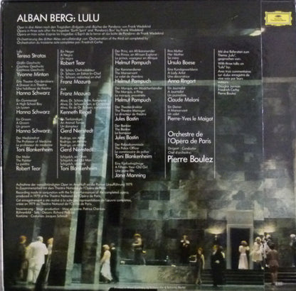 Alban Berg - Teresa Stratas, Yvonne Minton • Hanna Schwarz, Franz Mazura • Kenneth Riegel, Toni Blankenheim • Robert Tear, Helmut Pampuch, Orchestre National De L'Opéra De Paris, Pierre Boulez : Lulu (4xLP, Album + Box)