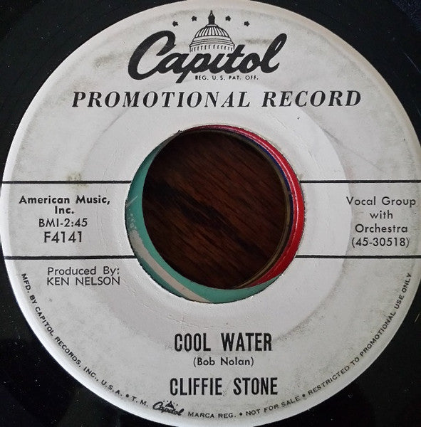 Cliffie Stone : Cool Water / Blood On The Saddle (7", Single, Promo)